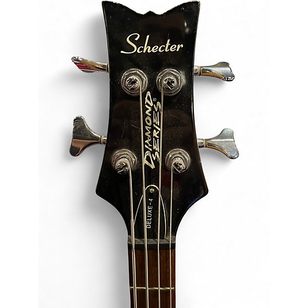 Used Schecter Guitar Research Deluxe 4 String Black Electric Bass Guitar