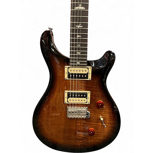 Used PRS SE Custom 24 Black Gold Sunburst Solid Body Electric Guitar
