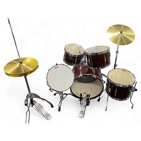Used SPL 7 Piece drumset Burgundy Mist Drum Kit