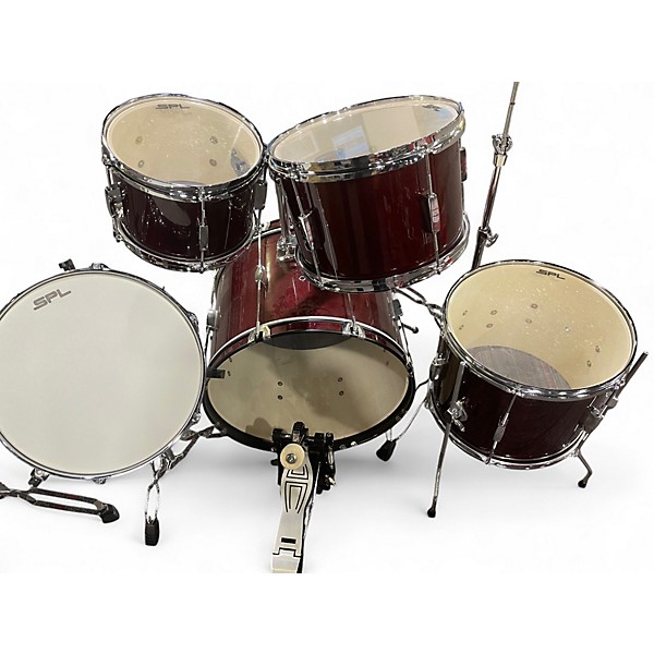 Used SPL 7 Piece drumset Burgundy Mist Drum Kit