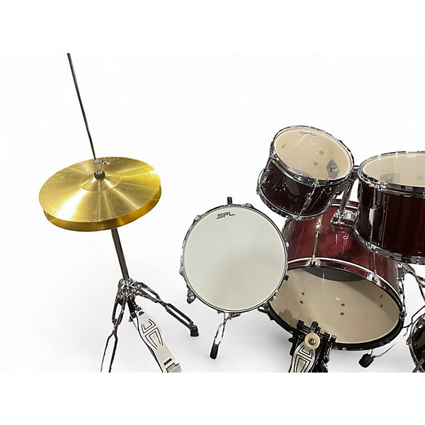 Used SPL 7 Piece drumset Burgundy Mist Drum Kit