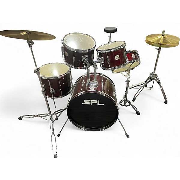 Used SPL 7 Piece drumset Burgundy Mist Drum Kit