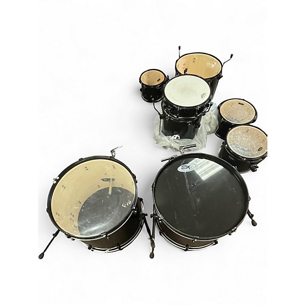 Used SPL 6 Piece DOUBLE BASS DRUM SET Black Drum Kit