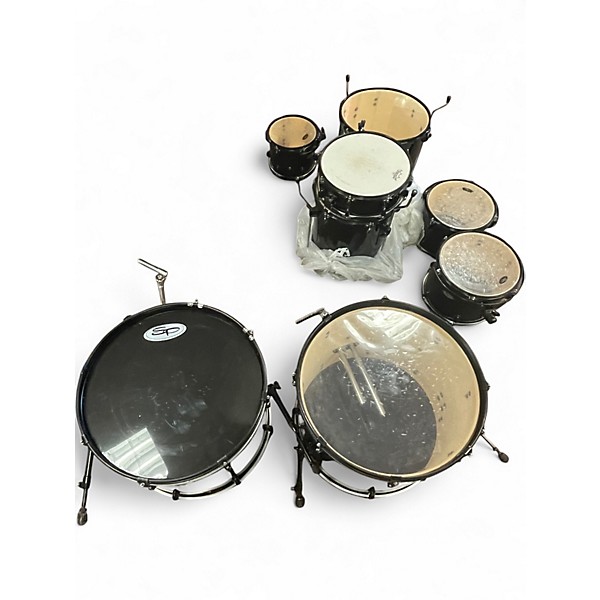 Used SPL 6 Piece DOUBLE BASS DRUM SET Black Drum Kit