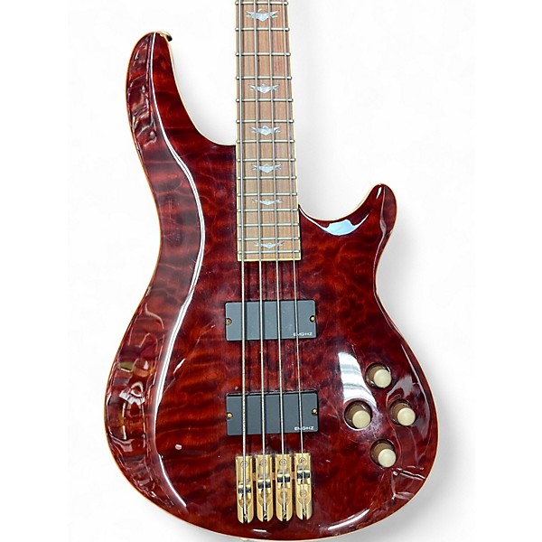 Used Schecter Guitar Research C4 4 String Trans Red Electric Bass Guitar