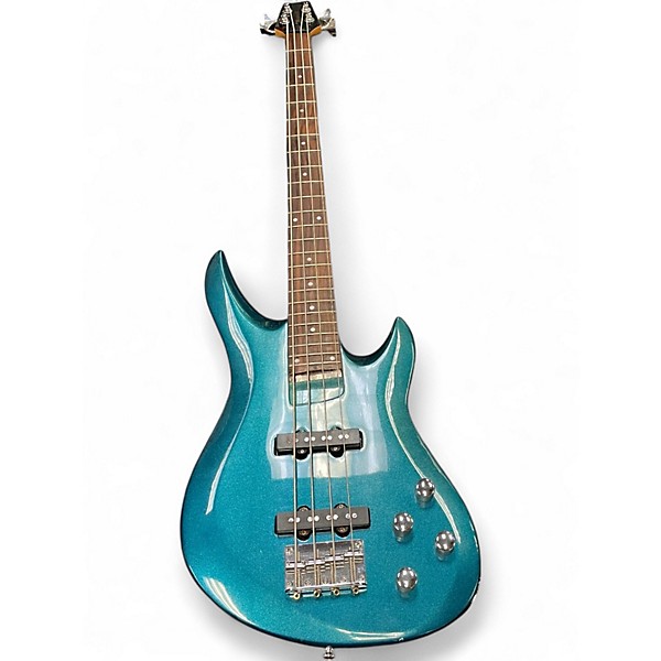 Used Harmonia DOUBLE CUTAWAY METALLIC BLUE Electric Bass Guitar