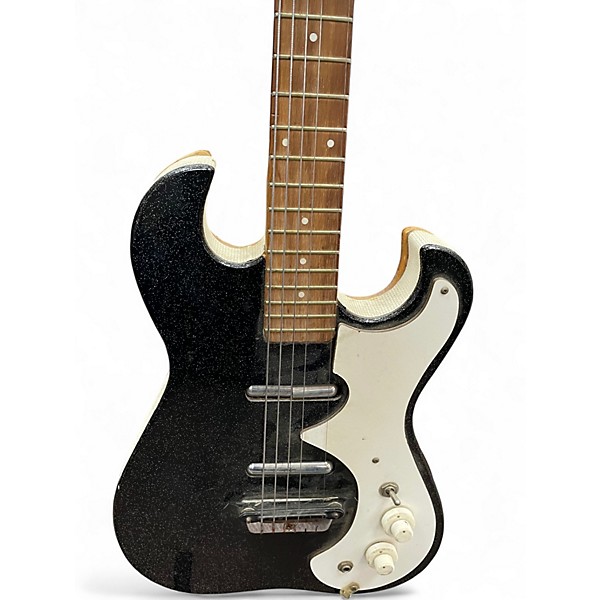Used Silvertone 1448 WITH CASE AMPLIFIER Black Solid Body Electric Guitar