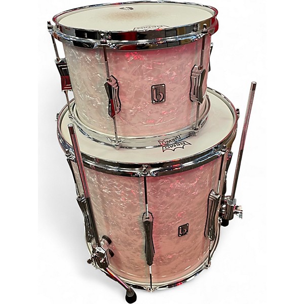 Used British Drum Co. 3 Piece lounge club White Marine Pearl Drum Kit