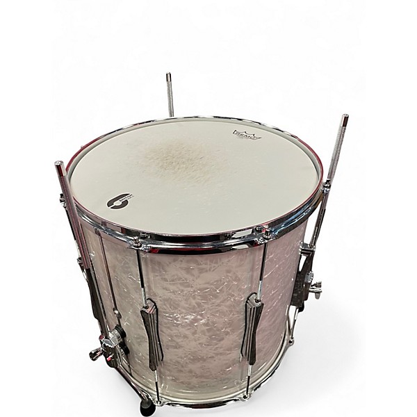 Used British Drum Co. 3 Piece lounge club White Marine Pearl Drum Kit