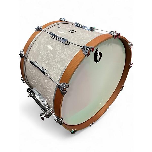 Used British Drum Co. 3 Piece lounge club White Marine Pearl Drum Kit