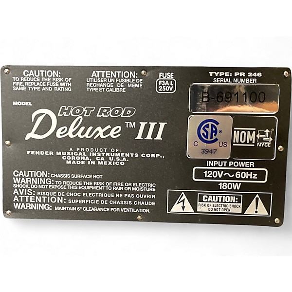 Used Fender Hot Rod Deluxe III 40W 1x12 Tube Guitar Combo Amp