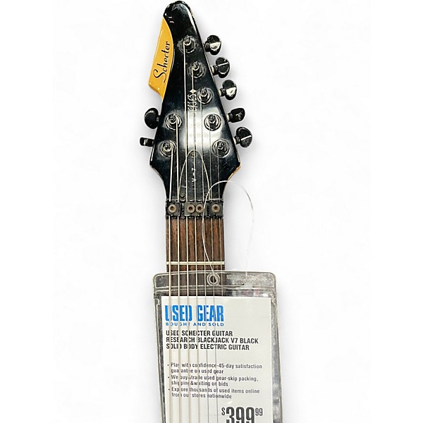 Used Schecter Guitar Research Blackjack V7 Black Solid Body Electric Guitar