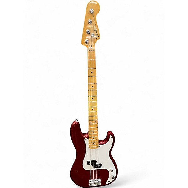 Used Fender Standard Precision Bass Chrome Red Electric Bass Guitar