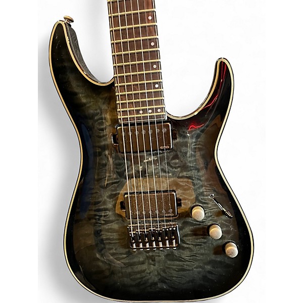 Used Schecter Guitar Research Hellraiser C7 Hybrid Trans Black Solid Body Electric Guitar