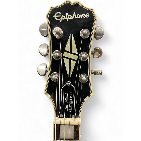 Used Epiphone Les Paul Custom Pro Black and Silver Solid Body Electric Guitar