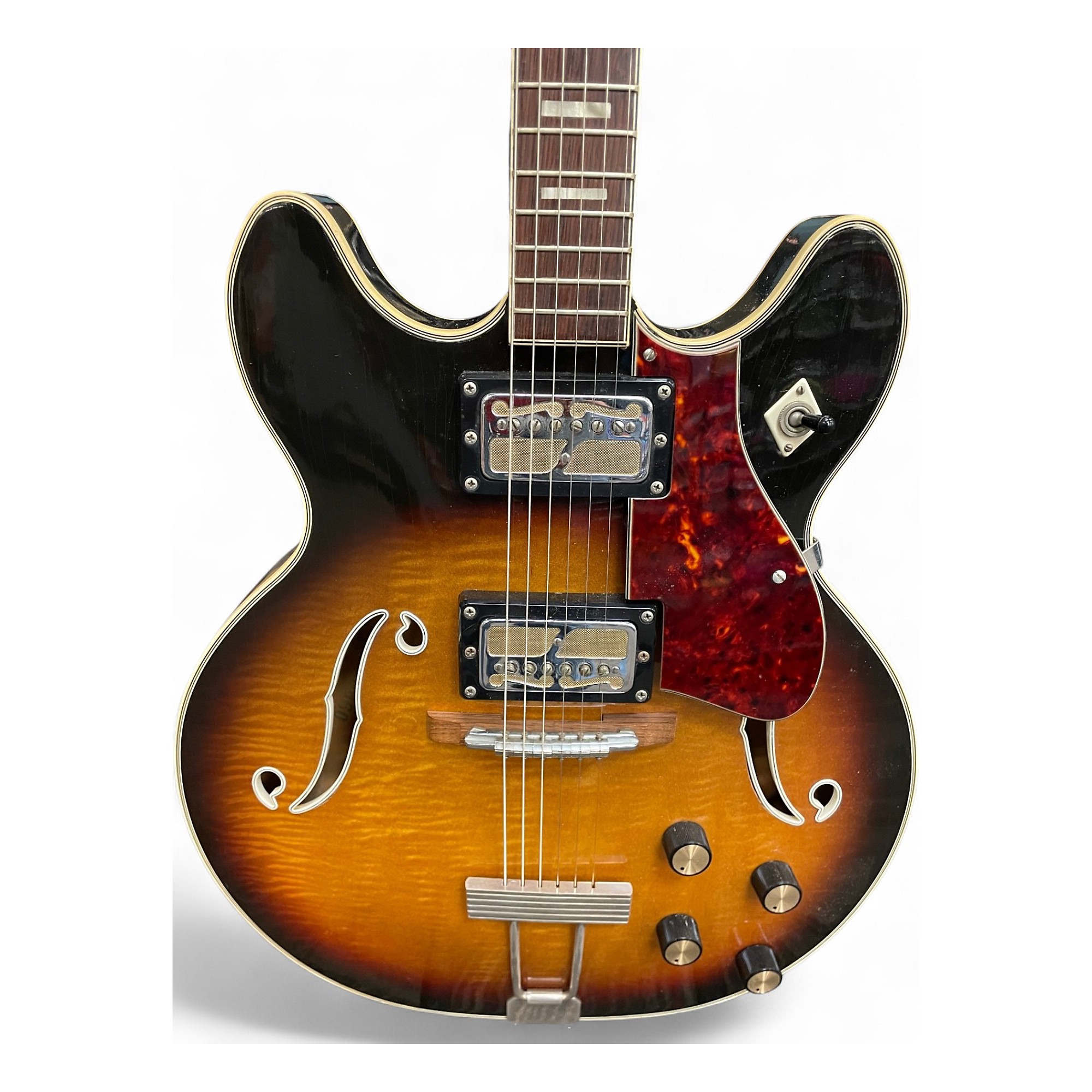 Vintage 1960s Harmony Meteor Tobacco Burst Hollow Body Electric