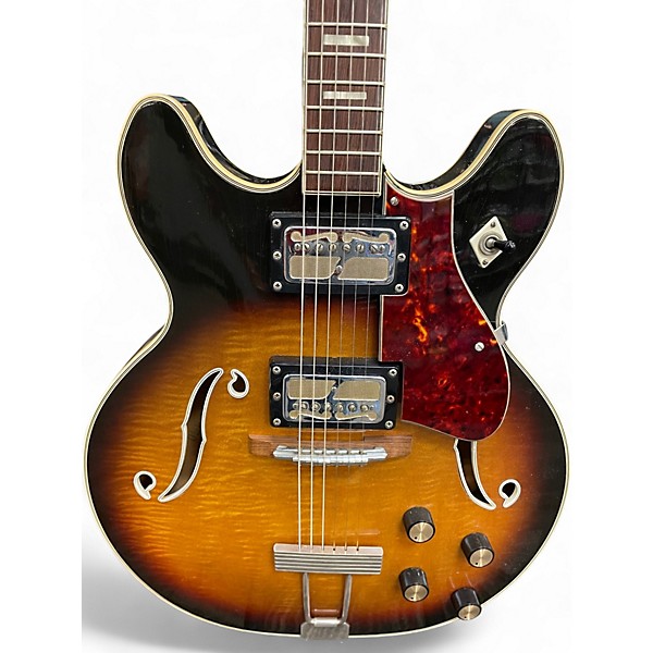 Vintage 1960s Harmony Meteor Tobacco Burst Hollow Body Electric Guitar