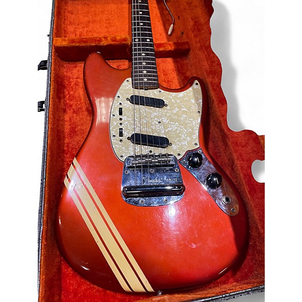 Vintage 1966 Fender Competition Mustang Burgundy Solid Body Electric Guitar