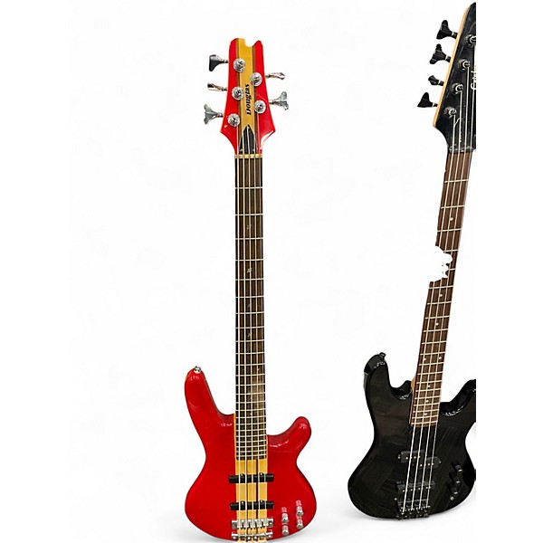 Used Douglas NECK THRU RED Electric Bass Guitar