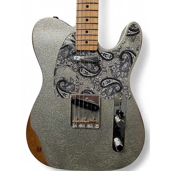 Used Fender Brad Paisley Road Worn Telecaster Silver Sparkle Solid Body Electric Guitar