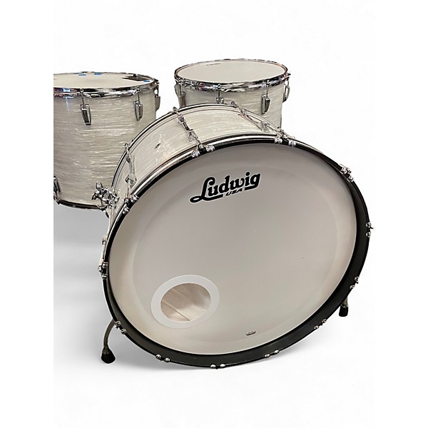 Vintage 1970s Ludwig 4 Piece Rocker  White oyster Drum Kit