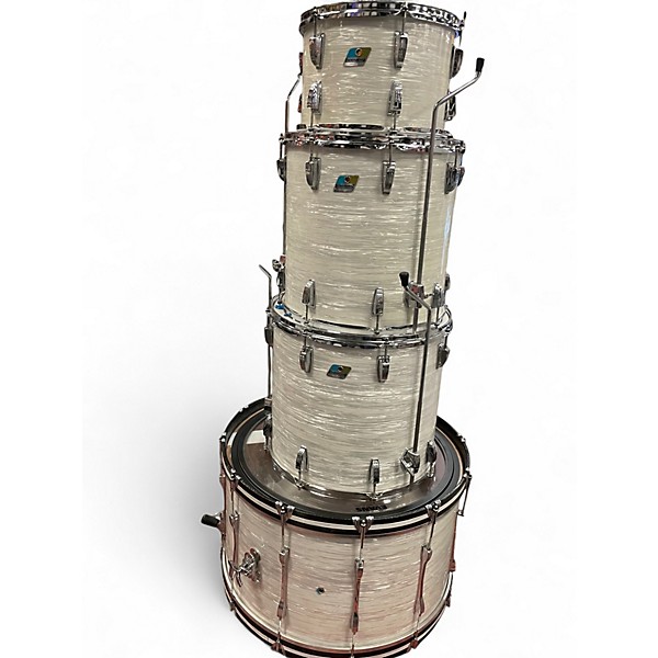 Vintage 1970s Ludwig 4 Piece Rocker  White oyster Drum Kit