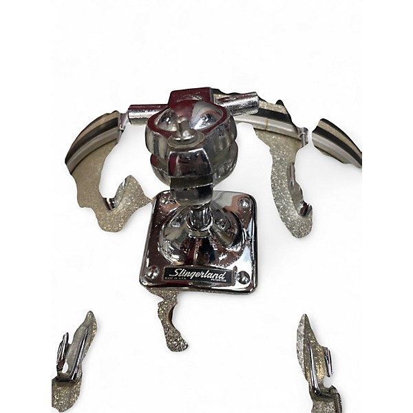 Vintage 1960s Slingerland 3 Piece Jazz Bop Silver Sparkle Drum Kit