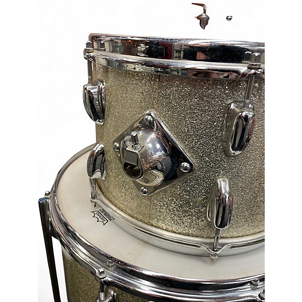 Vintage 1960s Slingerland 3 Piece Jazz Bop Silver Sparkle Drum Kit