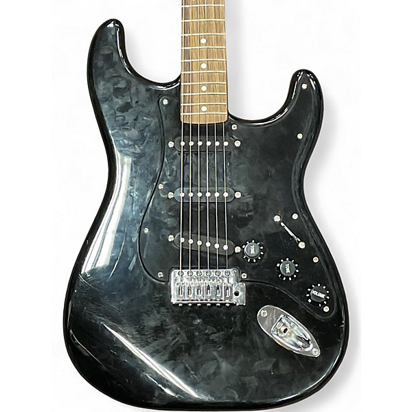 Used Squier Deluxe Stratocaster Black Solid Body Electric Guitar