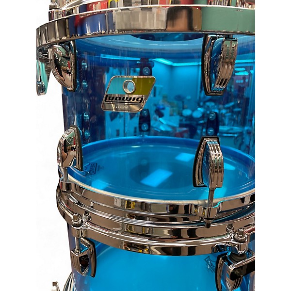 Used 2016 Ludwig 6 Piece Vistalite Blue Drum Kit