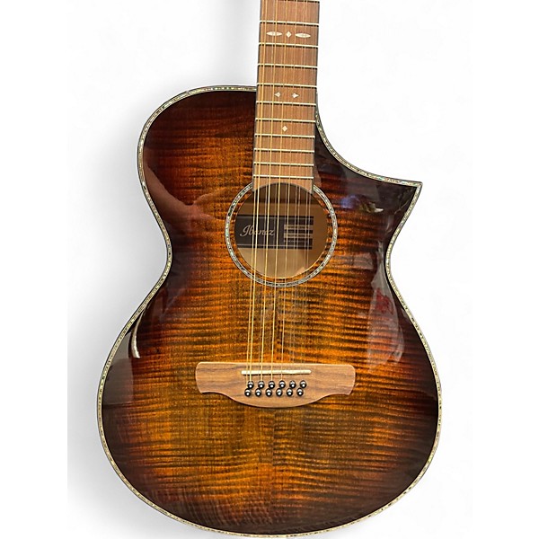 Used Ibanez AEWC4012 Tobacco Sunburst 12 String Acoustic Electric Guitar