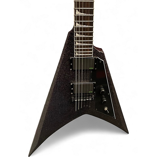 Used ESP LTD KHV Kirk Hammett Signature V Black Sparkle Solid Body Electric Guitar