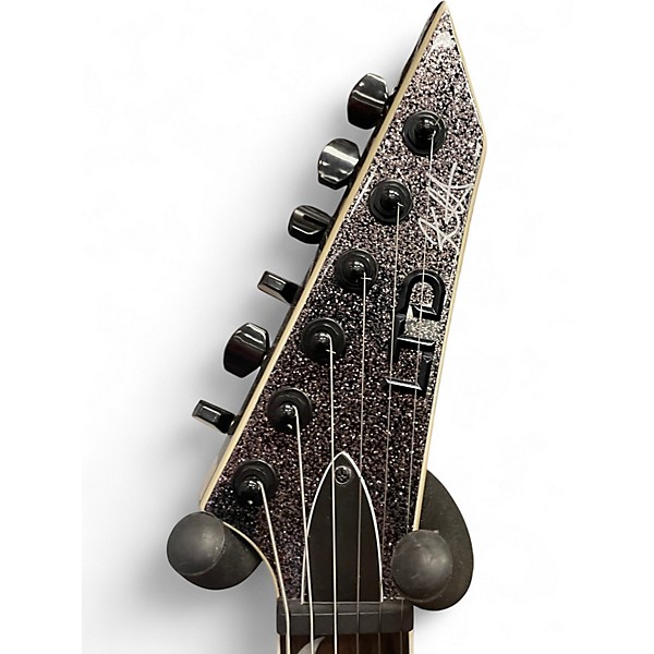 Used ESP LTD KHV Kirk Hammett Signature V Black Sparkle Solid Body Electric Guitar