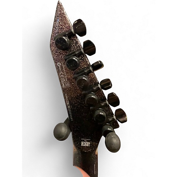 Used ESP LTD KHV Kirk Hammett Signature V Black Sparkle Solid Body Electric Guitar