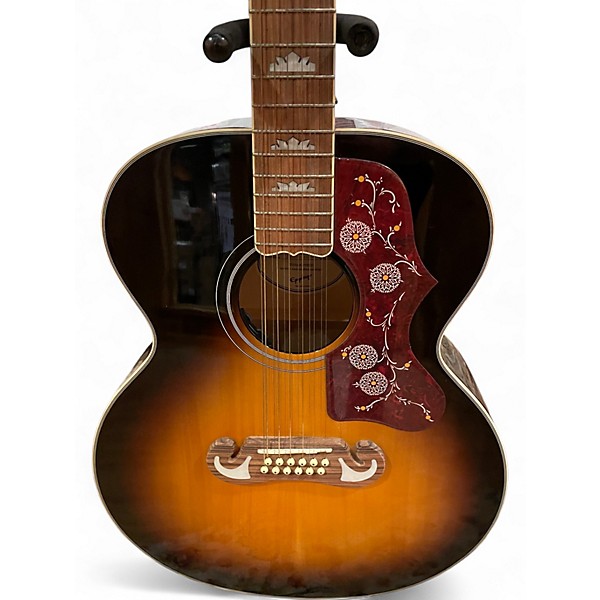 Used Epiphone J200 2 Tone Sunburst 12 String Acoustic Electric Guitar