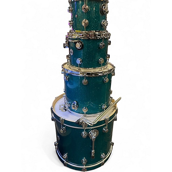 Used DW 4 Piece COLLECTORS VLT broken glass turquoise  Drum Kit