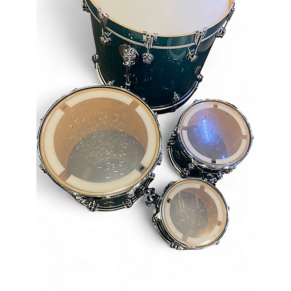 Used DW 4 Piece COLLECTORS VLT broken glass turquoise  Drum Kit