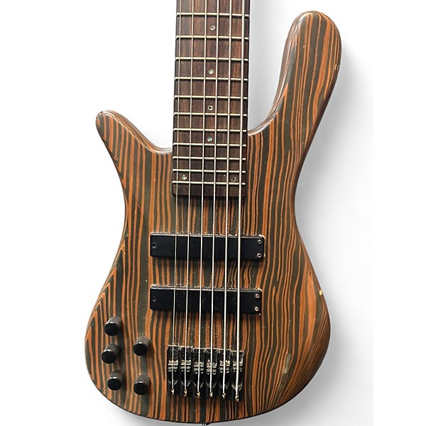Used Blue Rock zebrawood Natural Electric Bass Guitar