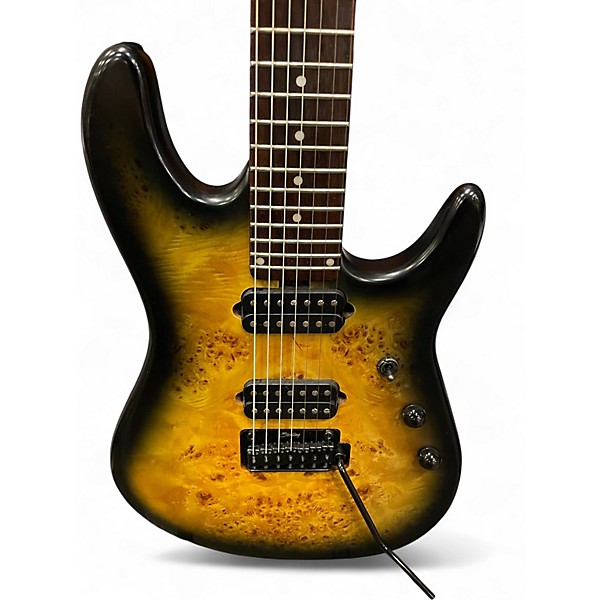 Used Sterling by Music Man Richardson 7 Natural Poplar Burl Burst Solid Body Electric Guitar