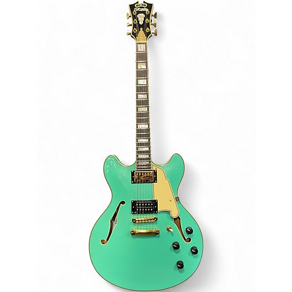 Used 2020 D'Angelico MALANIE FAYE DELUXE DC LE METALLIC SURF GREEN Hollow Body Electric Guitar