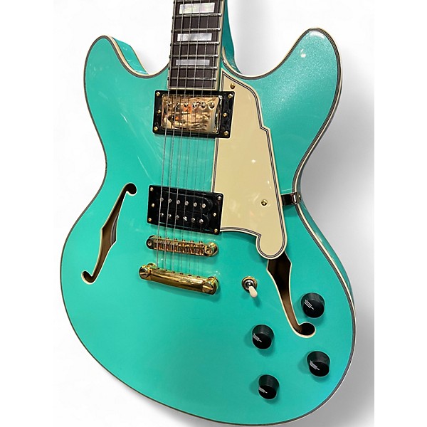 Used 2020 D'Angelico MALANIE FAYE DELUXE DC LE METALLIC SURF GREEN Hollow Body Electric Guitar