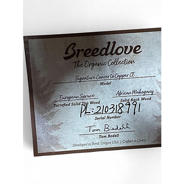 Used Breedlove SIGNATURE ORGANIC CONCERT CE Copper Acoustic Electric Guitar