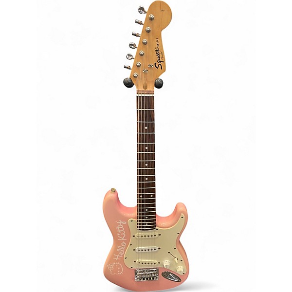 Used Squier Hello Kitty Mini Stratocaster Pink Solid Body Electric