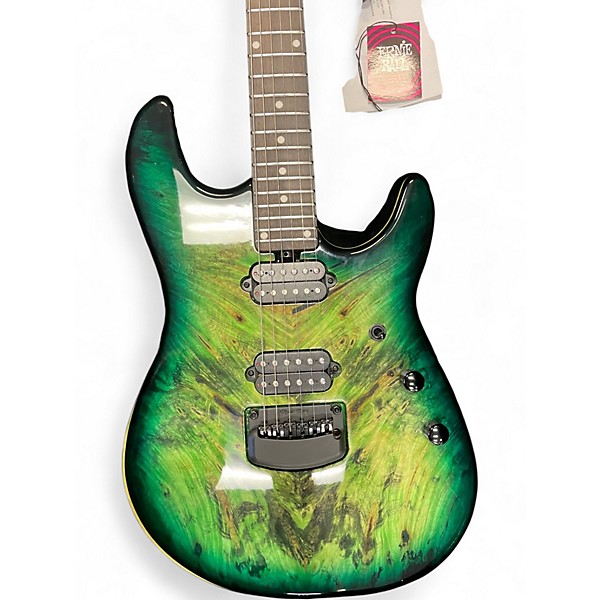 Used Ernie Ball Music Man Cutlass HH Trem 6 String Jason Richardson Burl Top Kokiri Forest Solid Body Electric Guitar