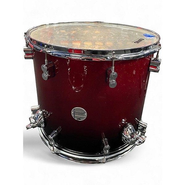 Used PDP by DW 6 Piece Concept Series RED SPARKLE Drum Kit