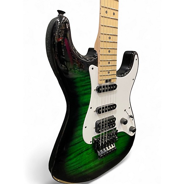 Used Jackson USA Adrian Smith Signature SDQM San Dimas Transparent Green Burst Solid Body Electric Guitar