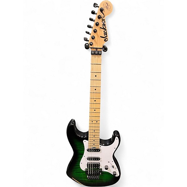 Used Jackson USA Adrian Smith Signature SDQM San Dimas Transparent Green Burst Solid Body Electric Guitar