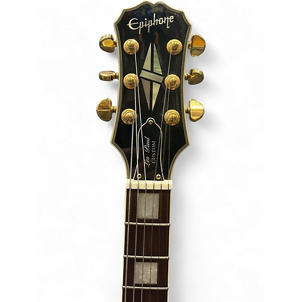 Used Epiphone Les Paul Custom Black and Gold Solid Body Electric Guitar