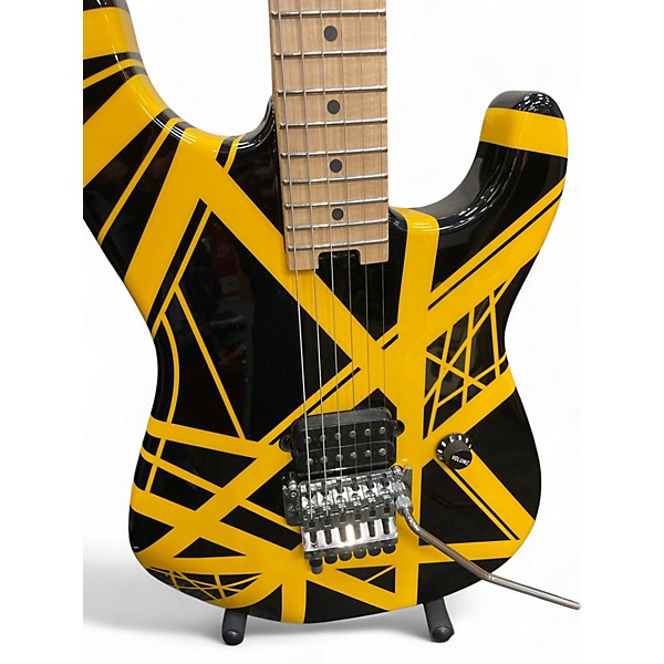 Used EVH Striped Series Black and Yellow Solid Body Electric Guitar