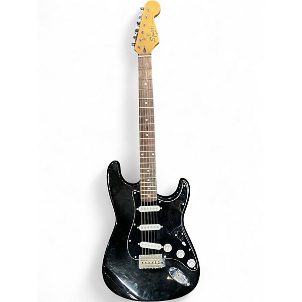 Used Squier Korean Stratocaster Black Solid Body Electric Guitar